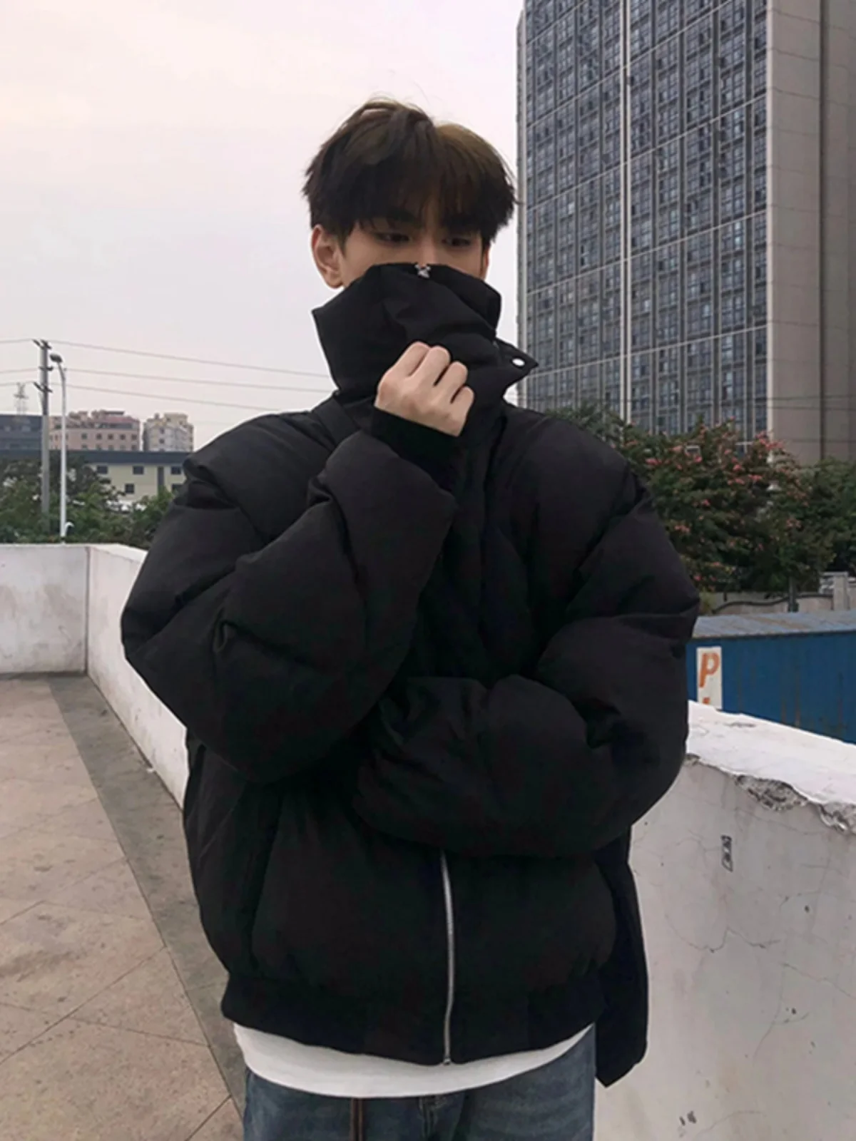 

Men's Winter Cotton Jaet High Collar down Jaet Cleanfit Design Unique Sle Warmth Youth Faion Zipper Closure Casual Wear