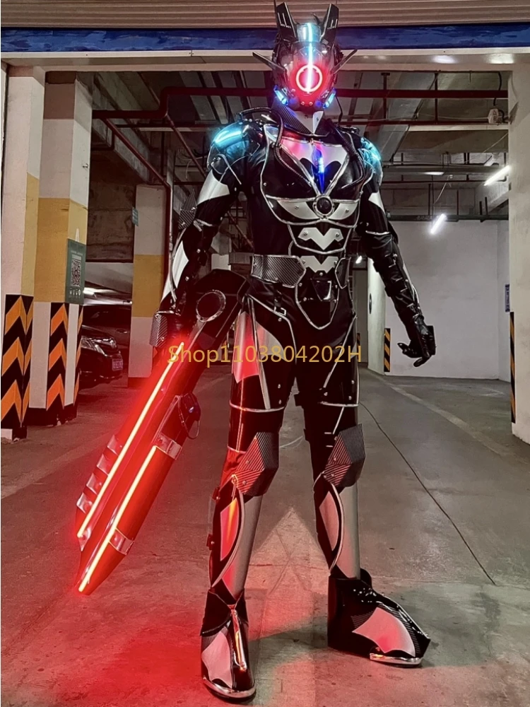 

Cyberpunk Bar Future Warrior LED Light Mech Performance Props Luminous Machinery Armor Performance Costumes