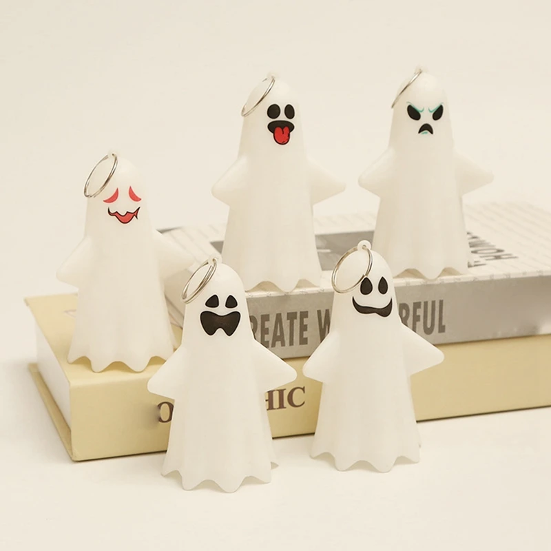 1Set Halloween Decoration Ghost Lamp Desktop Decoration Halloween Ornament Ghost Lamp Ornament White