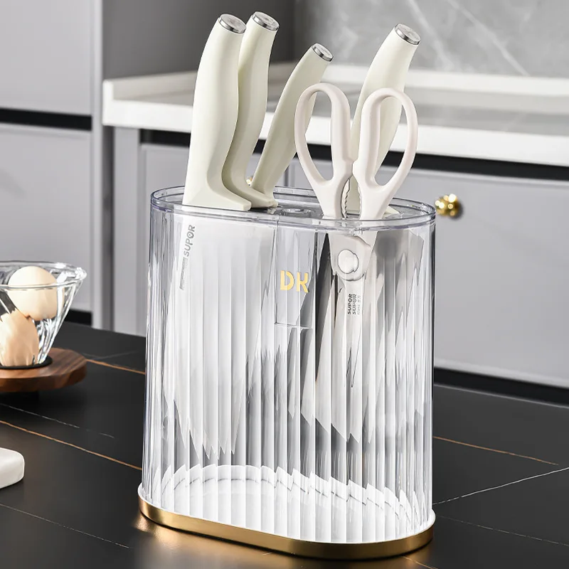 LMM light luxury plastic knife holder kitchen knife holder multi-functional shelf household drain countertop
