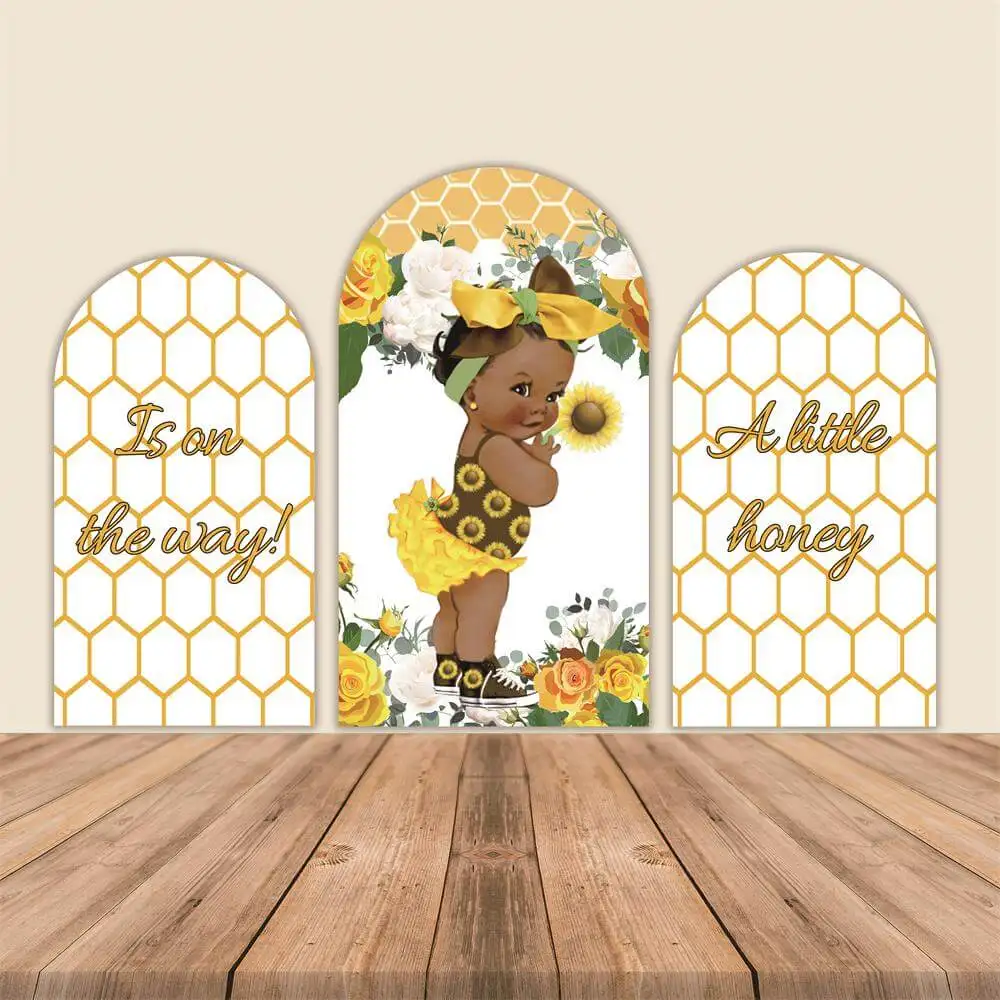 

Honey Bee Baby Shower Arch Wall Chiara Backdrop Cover Flower Birthday Photography Background Photocall Boda