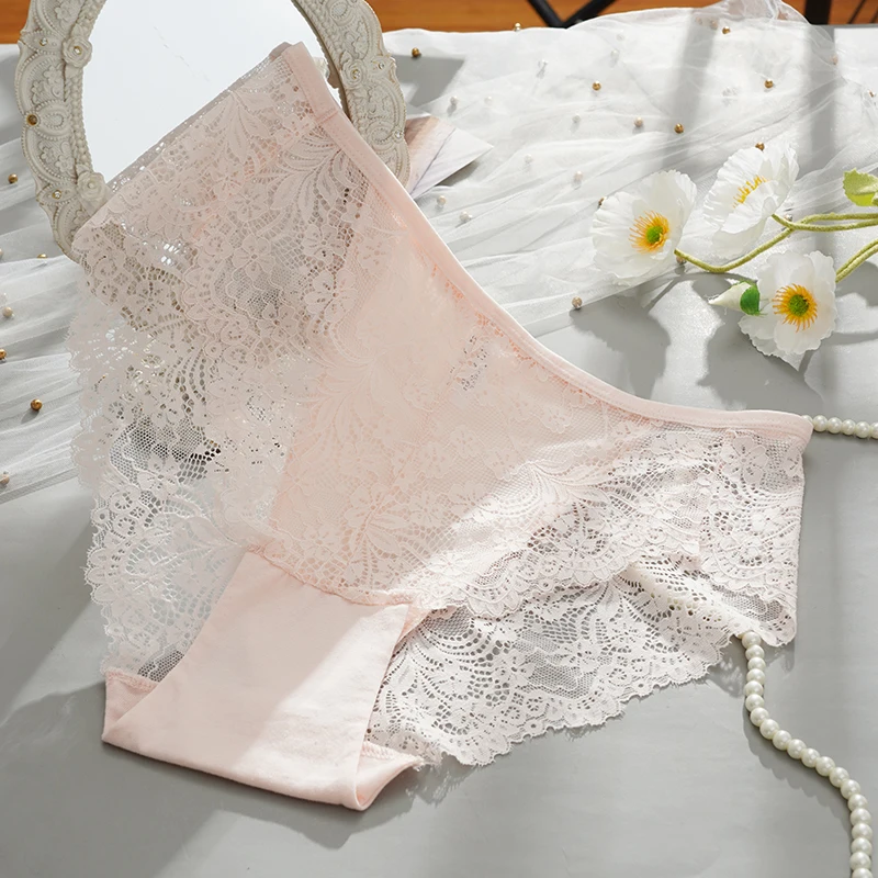 1pc Lace Underwear For Women Sexy Briefs Transparent Summer Ultra-thin Hollowed Out Large Size XL-4XL Low Waisted Female Panties