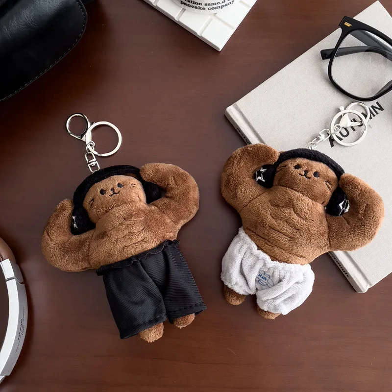 Creative Niche Sport And Fitness Abdominal Muscle Plush Kitten Keyring Cute Funny Muscle Kitten Plush Stuffed Toy Keyring Charms