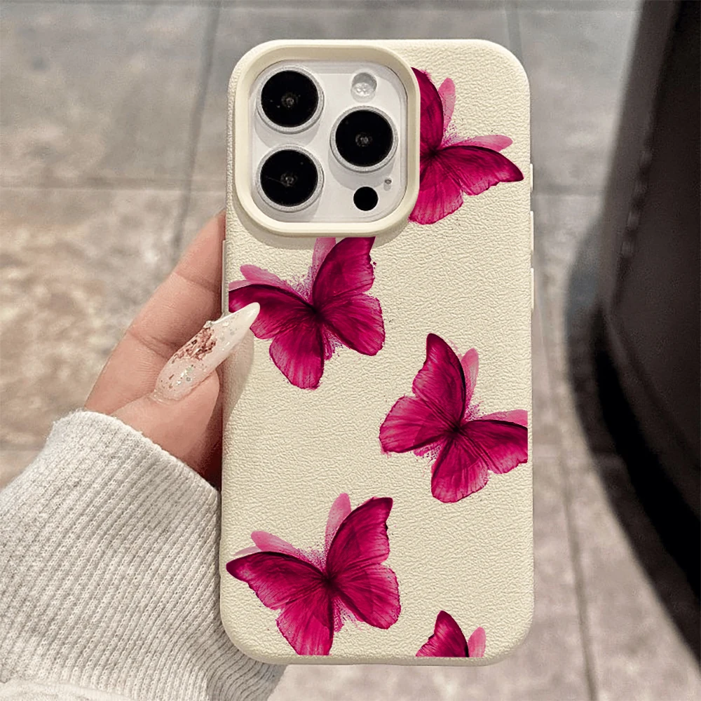 Fuchsia Schmetterling Handyhülle für iPhone 17 16 15 14 13 12 11 Pro Max 16 15 14 Plus 17 16 15 14 13 Pro 17Air Silikon Matte Hülle – Detail 2
