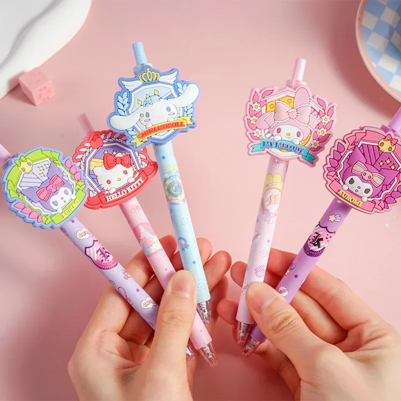 

Sanrio Kuromi Cartoon Academy Style Soft Adhesive Patch Press Neutral Pen 5PCS Cinnamoroll Cute 0.5mm Pens Gifts For Students