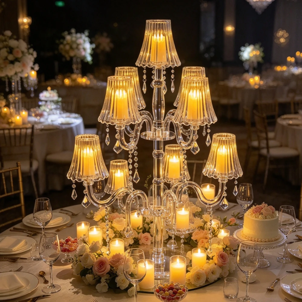 5pcs/10pcs new  Luxury Crystal Acrylic Flower Rack Wedding Party lead road candleholder Centerpiece Props for Table Decorations