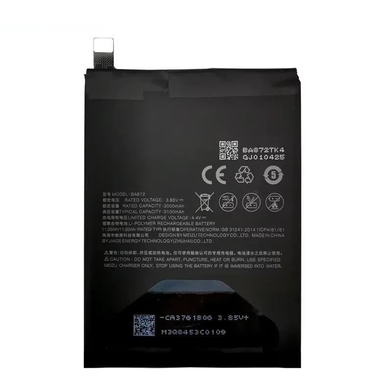 100% Original 3060mAh BA872 Battery For Meizu Meilan 16X Phone Latest Production High Quality Batteries Bateria+ Tools