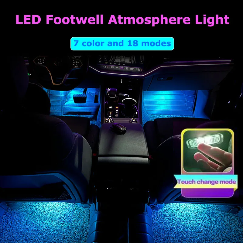 Auto Accessory For VW Golf MK4 MK5 MK6 Jetta Polo 6R Passat CC Tiguan Sharan 7M 7N Atlas Car Footwell Lamp LED Atmosphere Lights