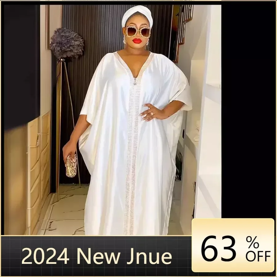 

White Dresses For Women 2024 Dubai African Abayas Kaftans Long Sleeve Party Gown Turkey Wedding Boubou Ankara Robe Clothing