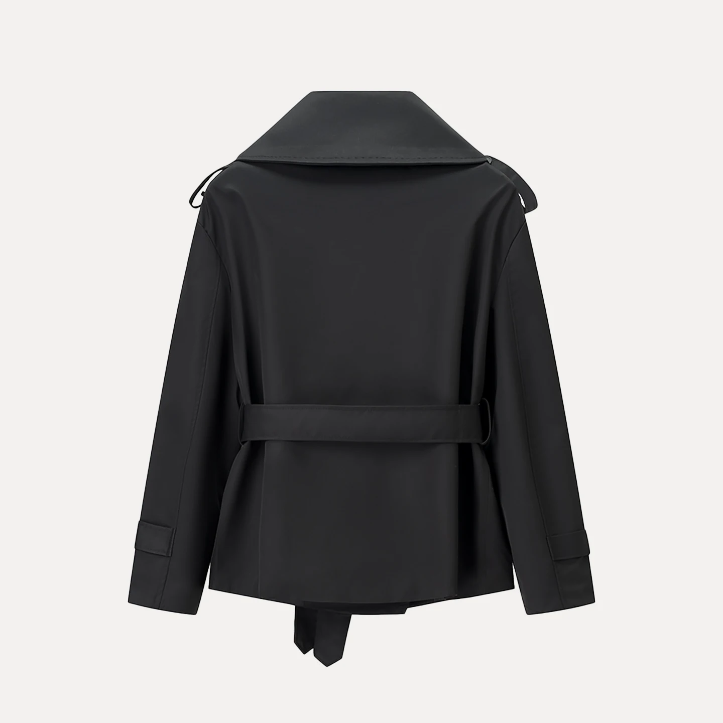 سترة قصيرة أنيقة بلون واحد مع حزام للنساء خريف 2025 من زاداتا بقصة قياسية ملابس خارجية قصيرة بصف أزرار مزدوج #5