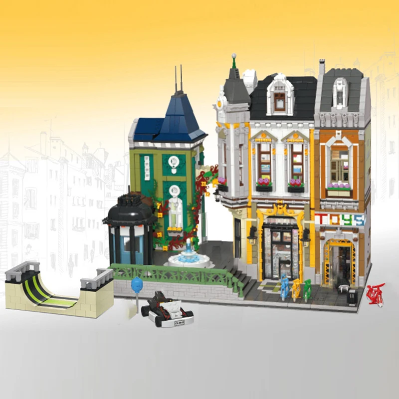 مدينة شارع مول بناء منزل المباني مجموعة مدينة مخزن العمارة وحدات اللبنات أطقم منمذجة مع الشكل هدية 5290 قطعة #4