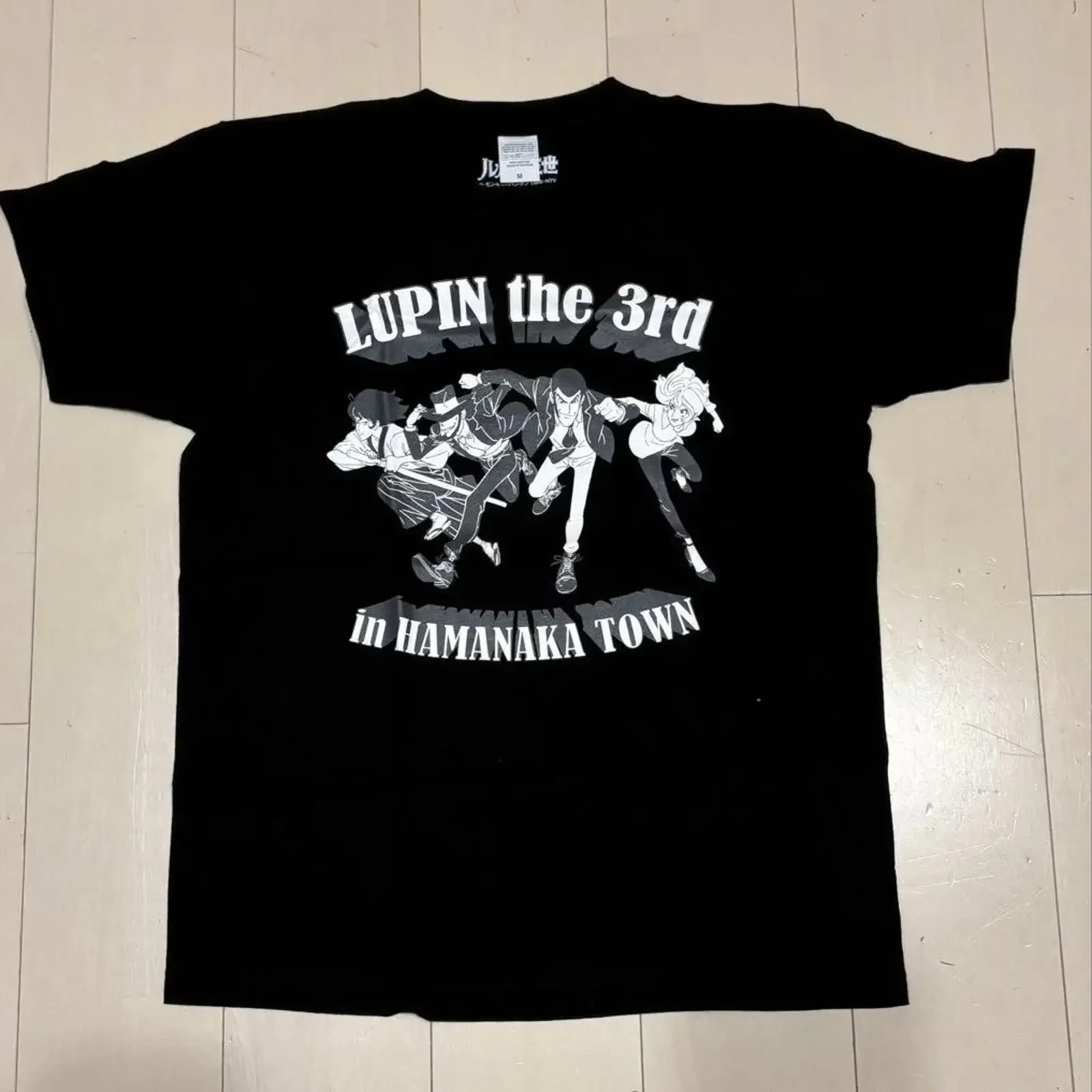 Lupin III T Shirt M Schwarz Selten Authentic Vintage Collector Logo vintage Washed fashion homme streetwear Breathable Soft