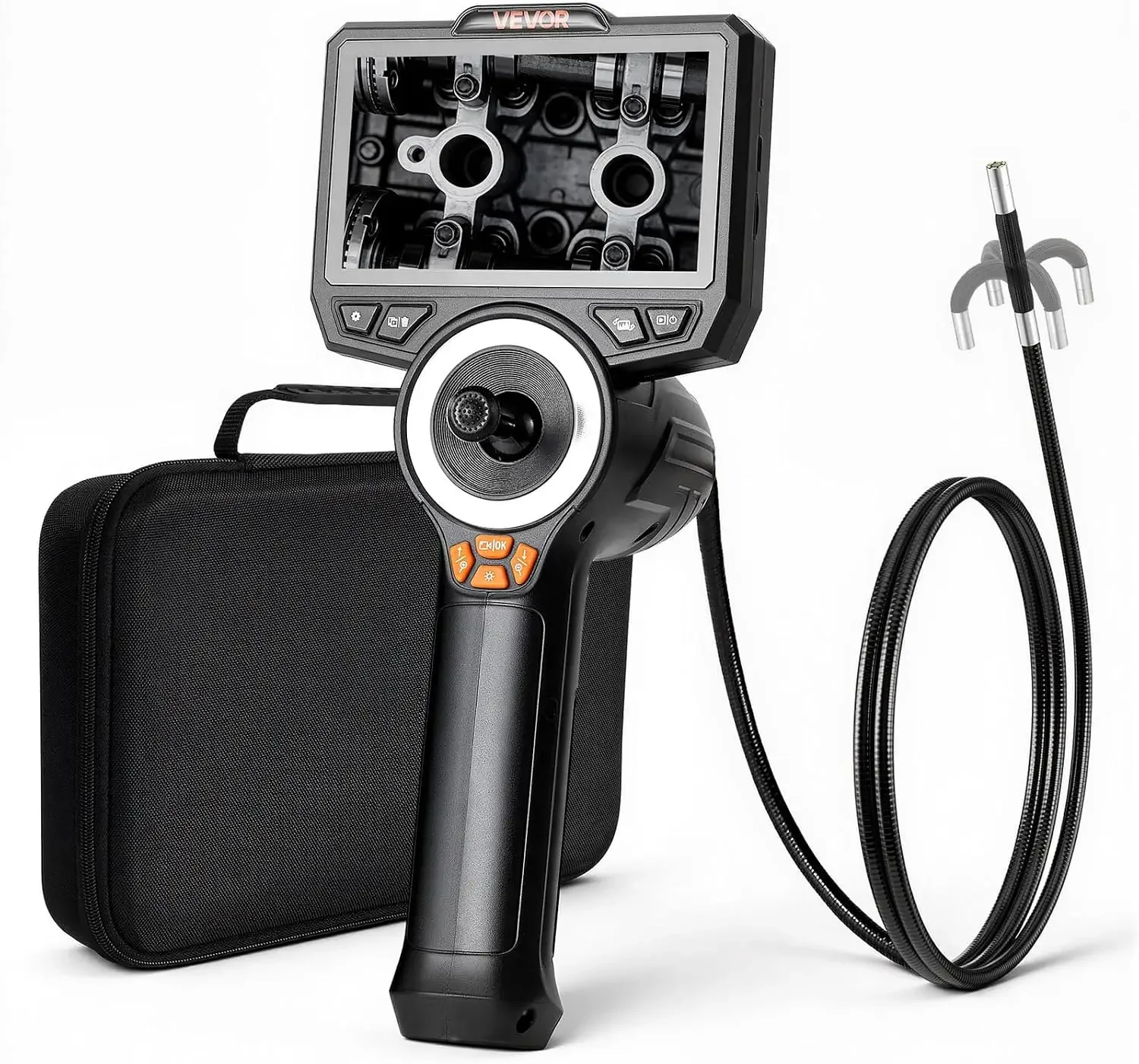 4-Way Articulating Endoscope with Light, True 1080P HD Industrial Borescope Inspection Camera, 0.24-inch Slim Articulated Probe,