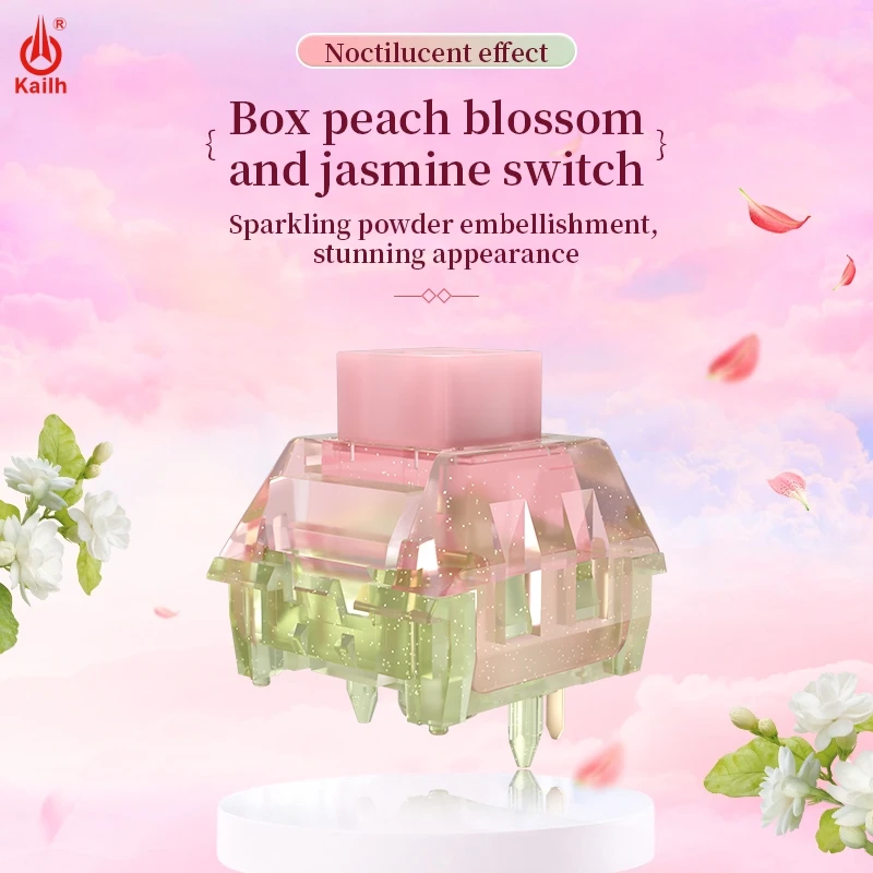 Kailh Mechanical BOX Peach Blossom and Jasmine Mechanical Keyboard Switch  Linear Luminous Pink Green Light Weight Spring