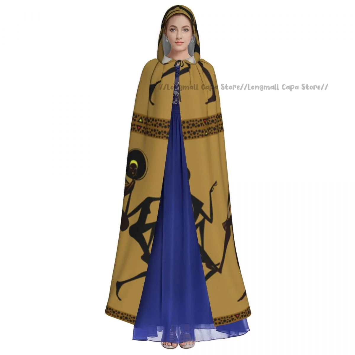 Adult Vampire Cape Hooded Robe African Dancing Women Halloween Cloak Full Length Cosplay