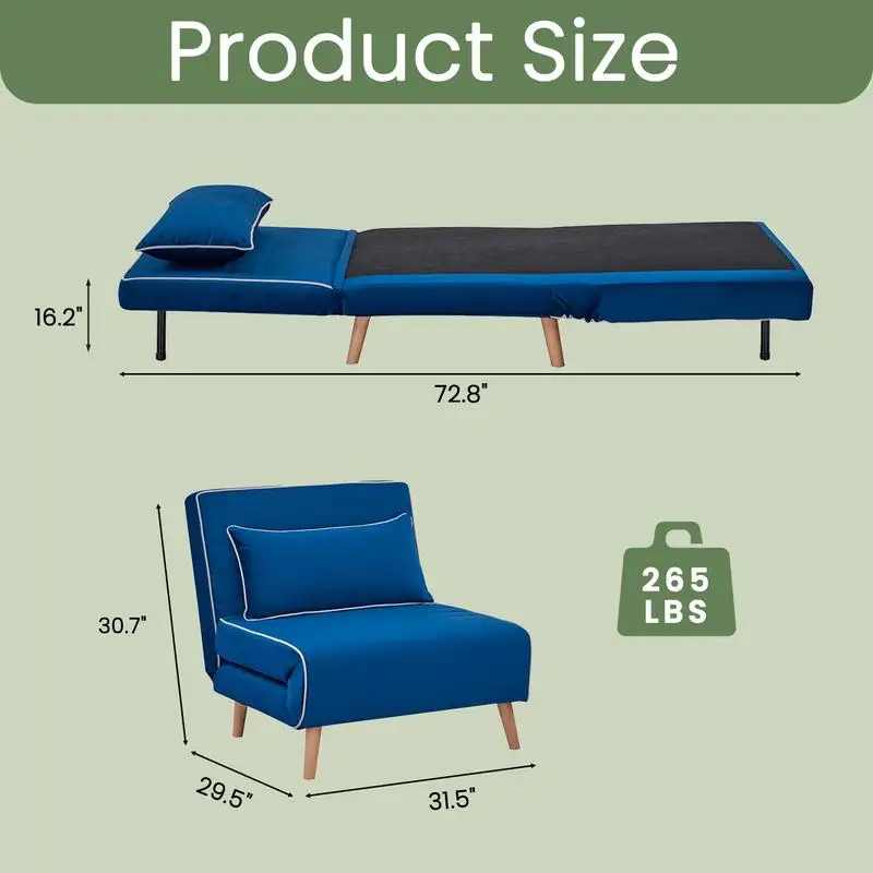 طقم سرير أريكة مخملي حديث قابل للطي مكون من 2، مسند ظهر قابل للتعديل بثلاثة أوضاع، يتحول إلى سرير مزدوج في 10 ثوانٍ، ويتضمن الوسائد، #5