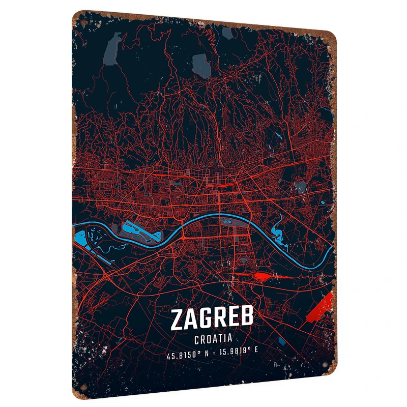 Home Decor Zagreb - 자그레브 크로아티아 레드 블루 도시 도로