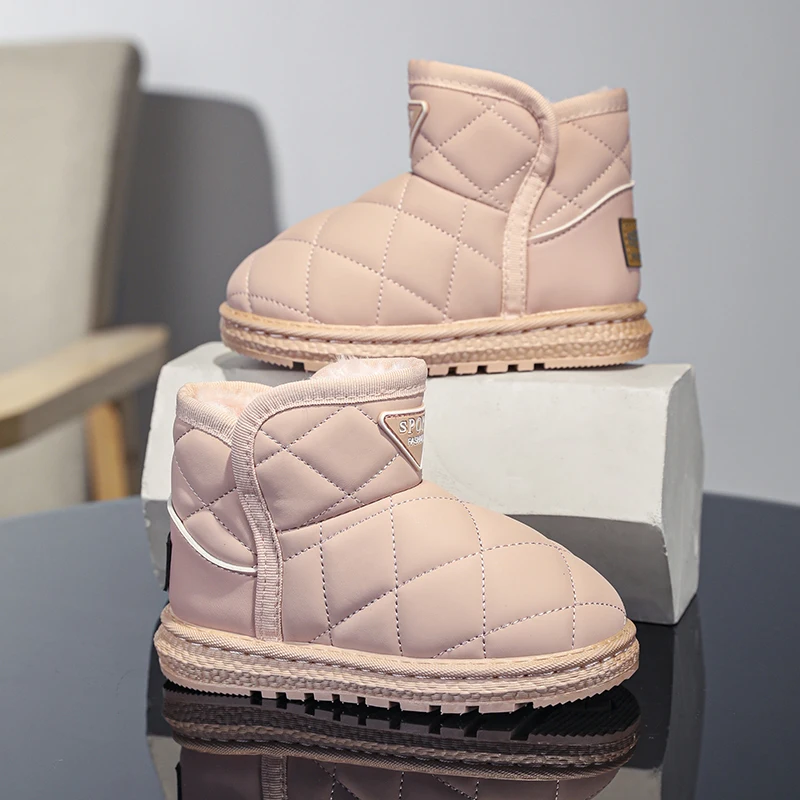 

Winter Kids Snow Boots Fashion Warm Plush Outdoor Non-slip Childrens Causal Shoes Luxury Cute Girls Boys Cotton Shoes Size 26-37