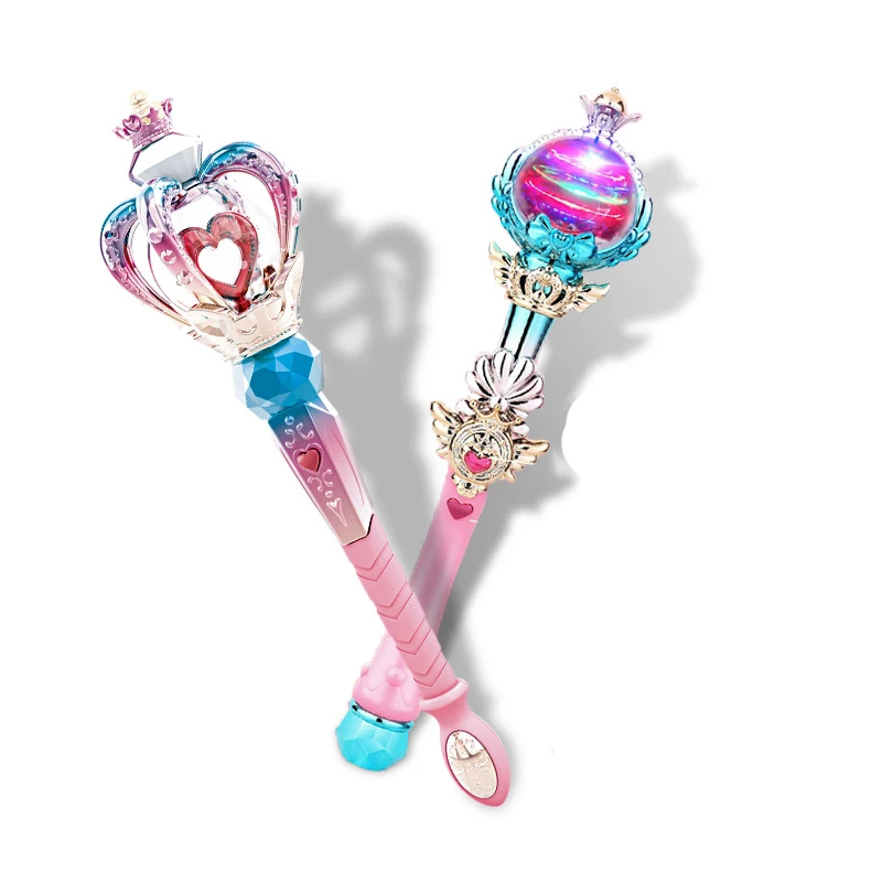 Crianças varinha mágica varinha de fadas brinquedos menina luz cristal musical brinquedos elétricos rpg adereços decoração rainha cetro presentes