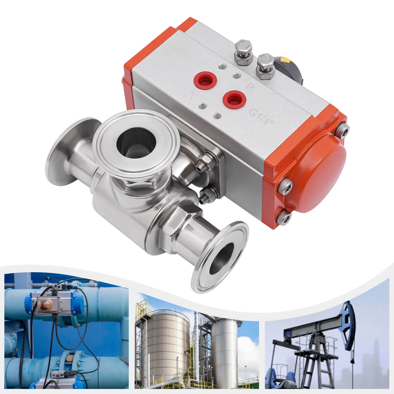 3-Way Pneumatic Ball Valve Sanitary Tri-Clamp Stainless Ball Valve 1