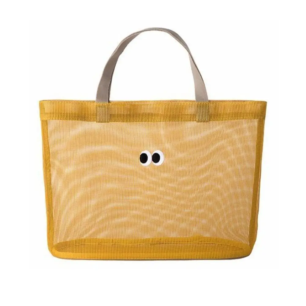 

Простая сетчатая сумка большой вместимости с большими глазами и застежками на ручке, милая сумка для покупок, дышащая сливная сумка для мытья с героями мультфильмов, косметическая сумка