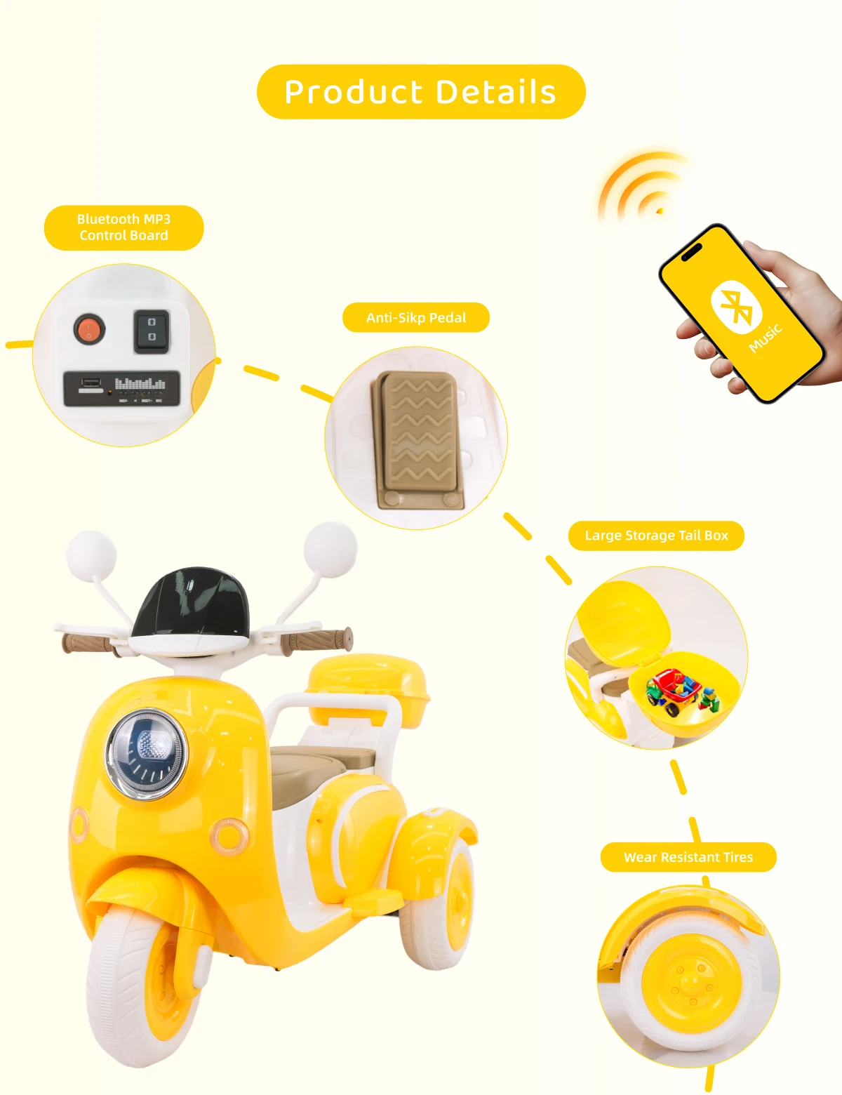 دراجة نارية كهربائية للفتيات، دراجة نارية كهربائية للأطفال، ركوب 3 عجلات 12 فولت على سكوتر للأطفال، دراجة نارية للأولاد والبنات