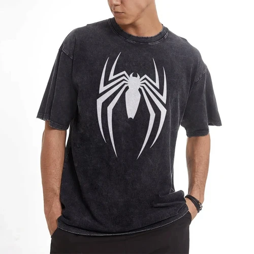 Imagen 2 del producto Marvel Spider-man-Camiseta de manga corta Retro lavada, ropa informal de verano para hombre, cómoda camiseta deportiva de media manga de manga corta Popular