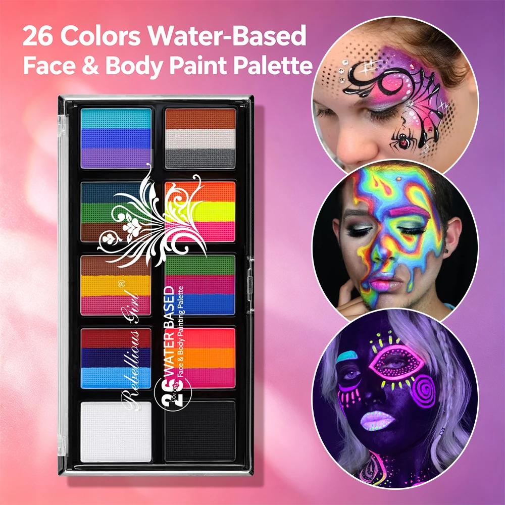 Face Paint Professional Body Paint Kit Adults Stencil One Stroke Split Cake Rainbow Makeup Vibrant DIY Makeup