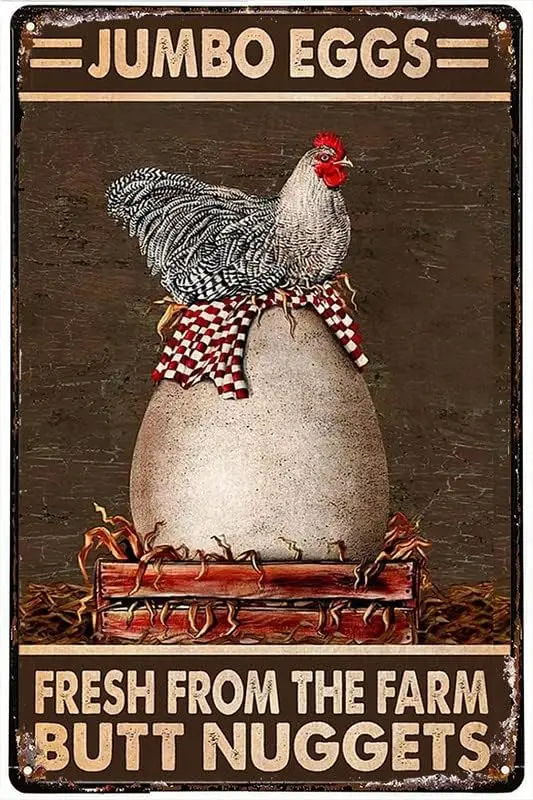 Vintage Metal Tin Sign Chicken Stop Staring At My Cock Farmhouse Sign Wall Chicken Coop Decor Home Farm Kitchen Rustic Poster