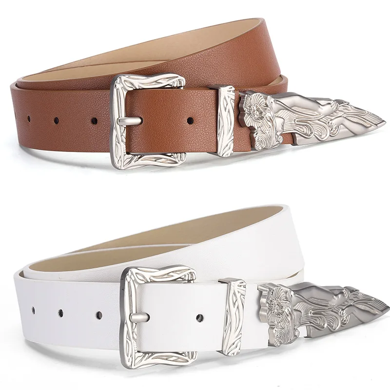 Stylish and Versatile Western Vintage Embossed Buckle Belt with Exquisite Mermaid-Inspired Decorative Details Trendy Unisex Belt