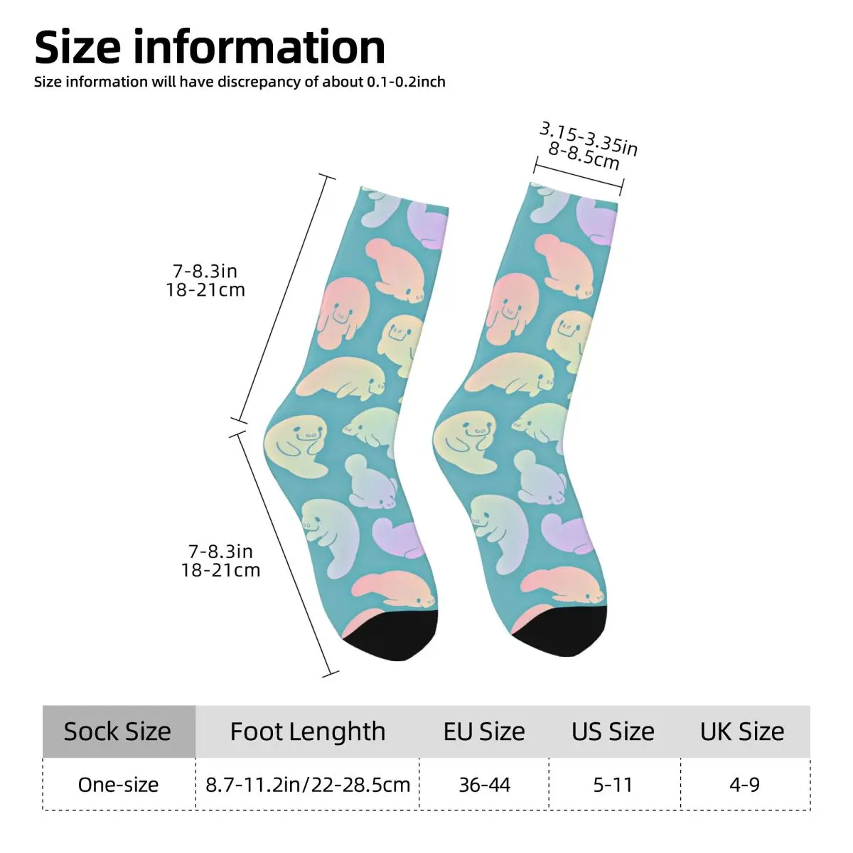 Cute And Lively Manatee Design Socks Harajuku High Quality Stockings All Season Long Socks for Unisex Valentine's Day Gifts