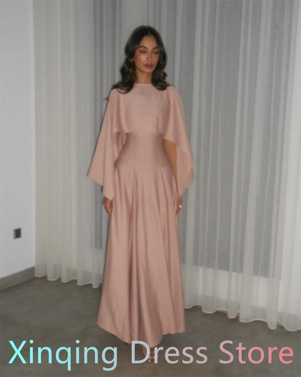 Customized  Simple Jersey Evening Dress Classic O-Neck Sleeveless Homecoming Gowns Fashion Sweep Train Special Occasion