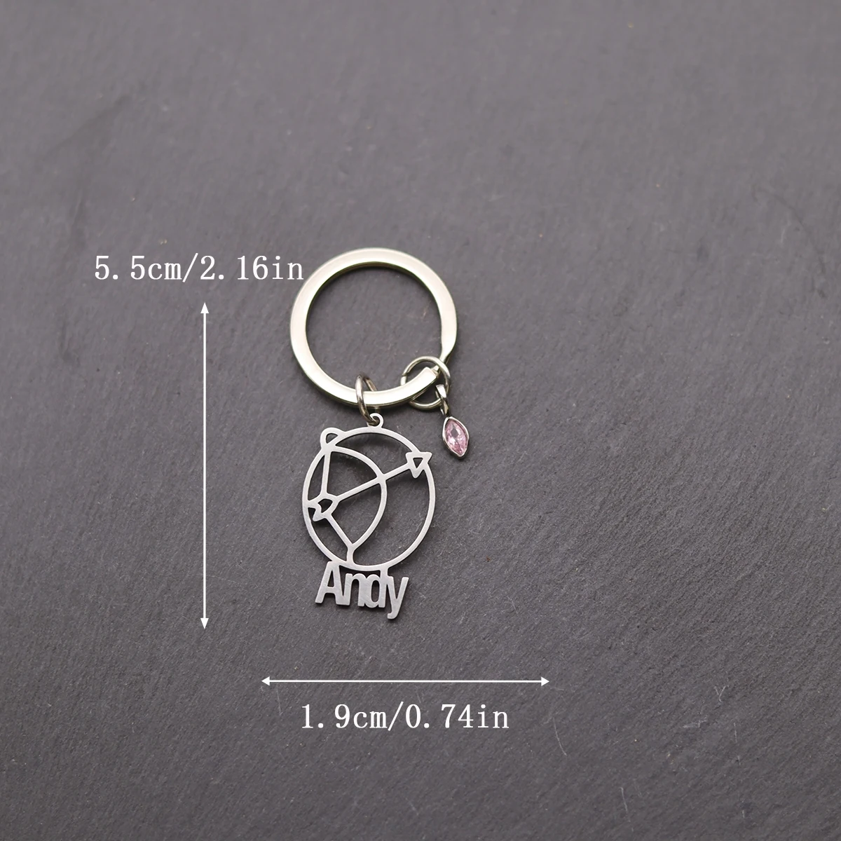 Customized Stainless Steel Cupid's Arrow Pendant Keychain Engraved Cartoon Jewelry Men Gifts Women Gifts