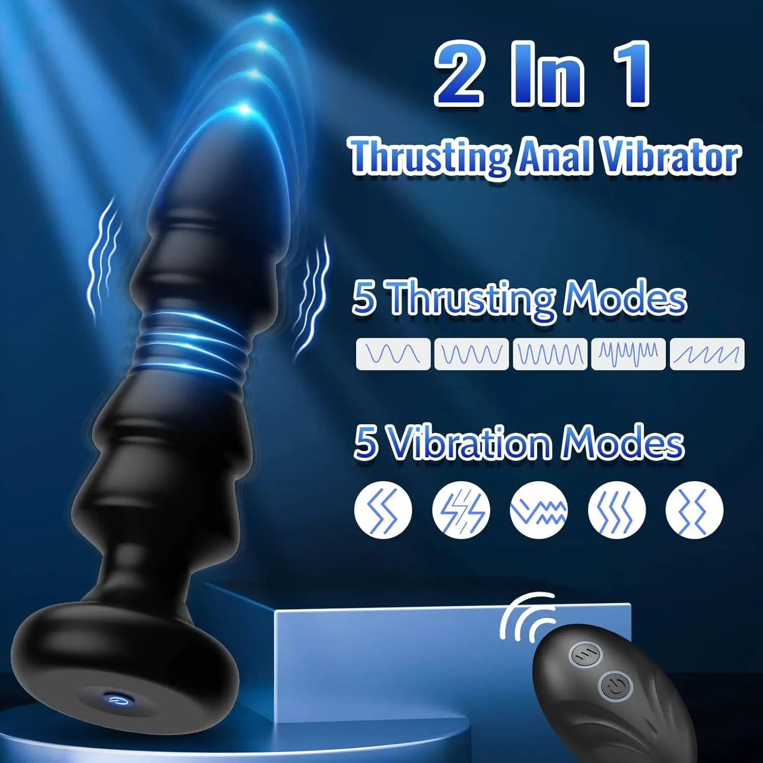 Thrusting Butt Plug met afstandsbediening - Anale seksspeeltje met vibrerende en stuwingsmodi, prostaatstimulator voor mannen en vrouwen