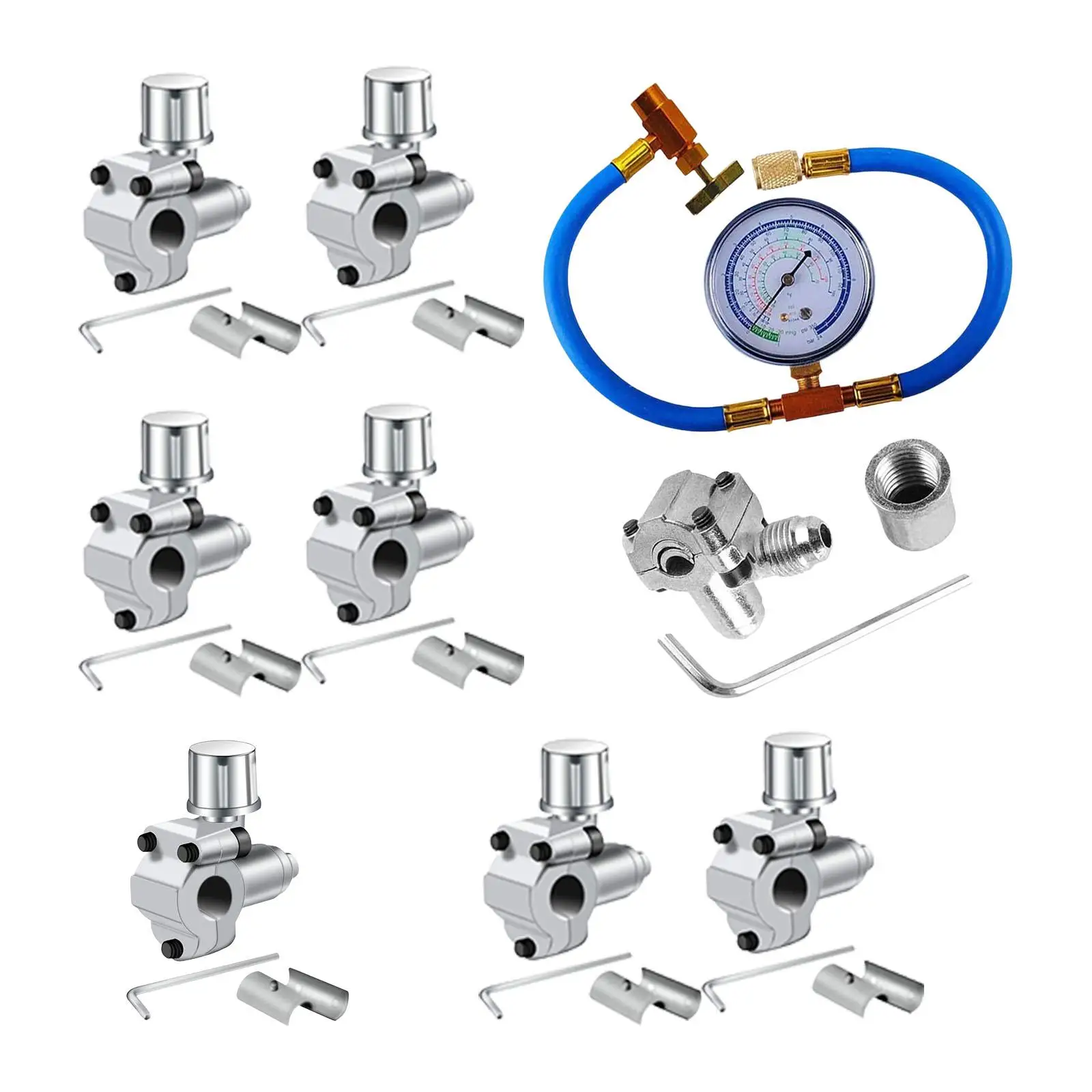 Bpv-31 Piercing Tap Valve Kit Line Tap Valve Kit Zinc Alloy Replacement Part Adjustable for Bpv31D Air Conditioners 5/16