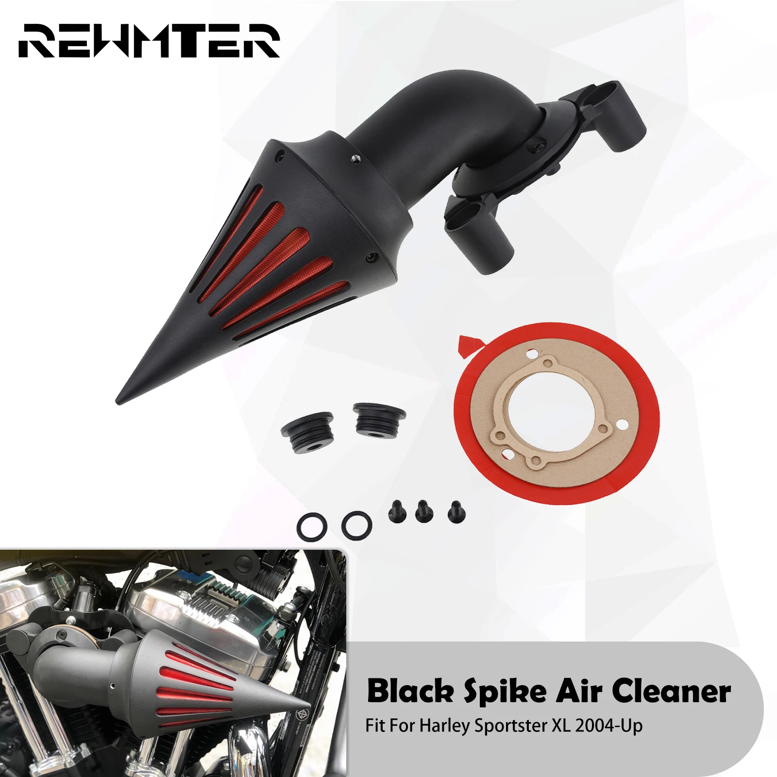 

Motorcycle Spike Air Cleaner Intake Filter System Kits For Harley Sportster XL 72 48 883 1200 Iron Forty Eight Nightster 04-2024