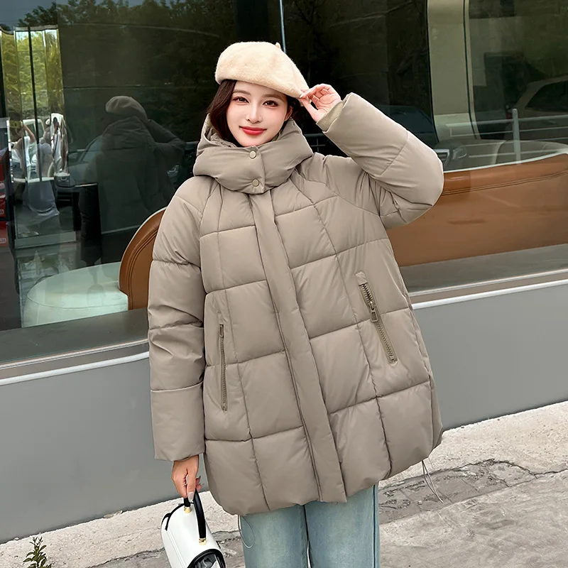 PinkyIsBlack 2025 New Loose Warm Thick Mid-length Hooded Parkas Winter Cotton Padded Women's Jacket Clothes Basic Female Coat