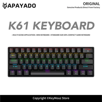 60% K61 Wired Mini Mechanical Keyboard APAYADO RGB Backlit Compact Gaming Office Keyboard