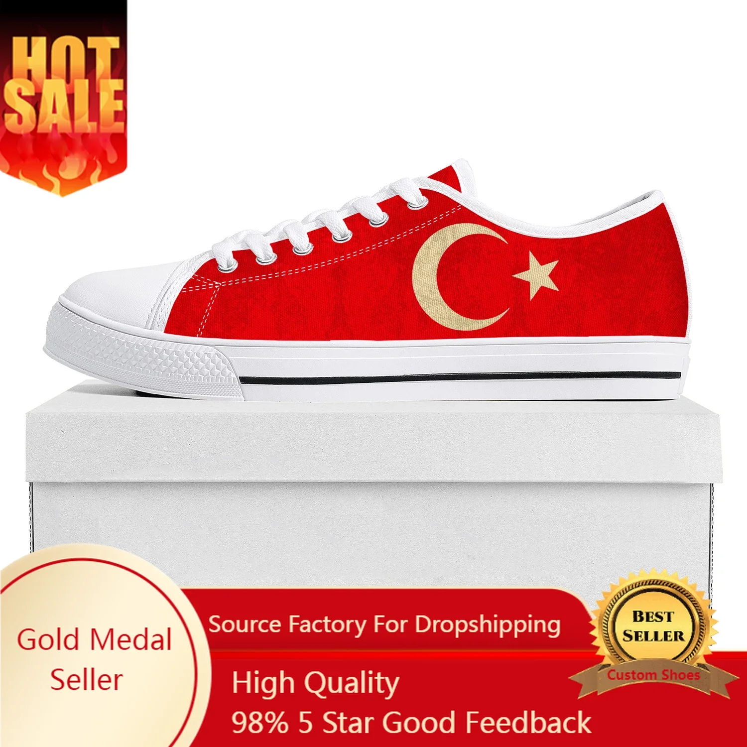 

Turkish Flag Low Top High Quality Sneakers Mens Womens Teenager Canvas Sneaker Turkey Prode Casual Couple Shoes Custom Shoe