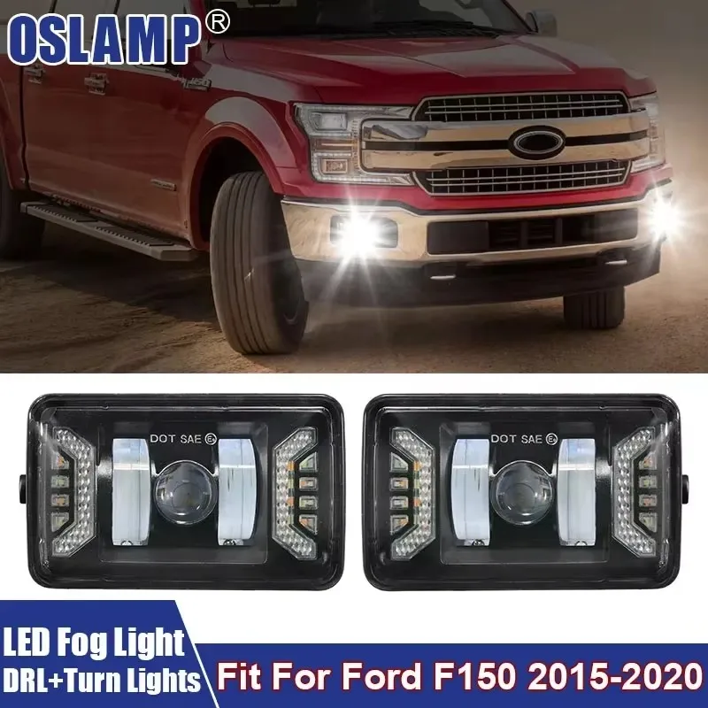 2Pcs/Pair LED Fog Lights For Ford F150 2015 2016 2017 2018 2019 2020 Front Bumper Left Right Car Fog Lamp Assembly Signal Lamps
