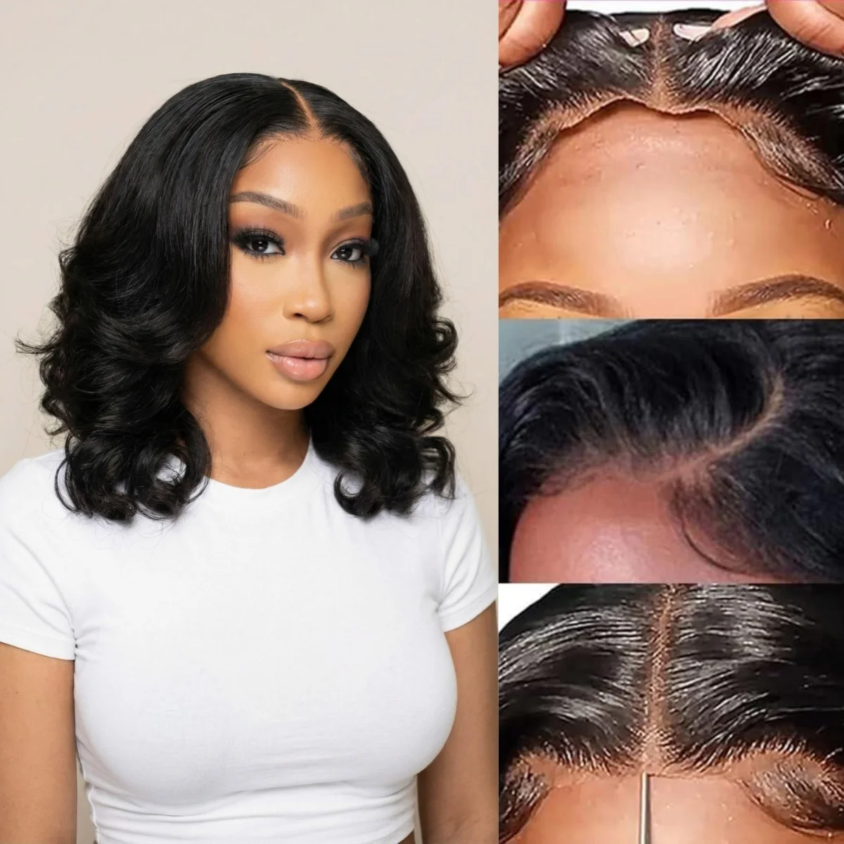 Glueless Wear And Go Bob Wigs Human Hair Short Body Wave Lace Front Wigs Malaysia Hair Pre Cut 4X4 Lace Closure Wig For Women
