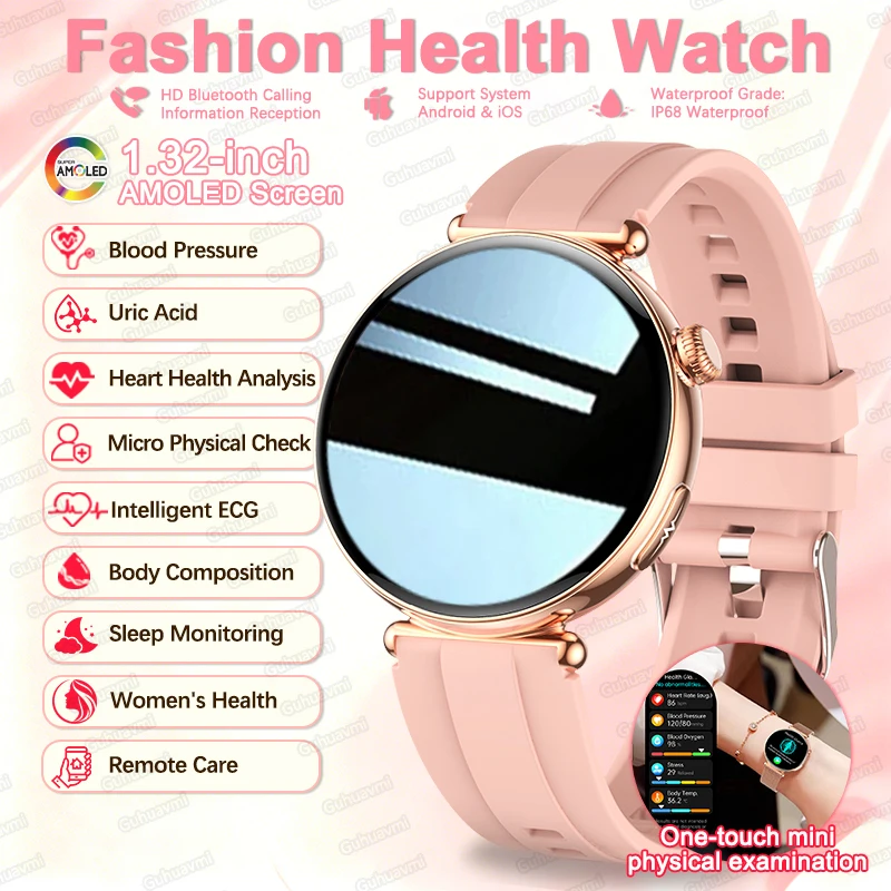 Micro Physical Examination SmartWatch Intelligent ECG Health Watch BMI Blood Pressure Heart Rate Sports Smart Watches Women 2026