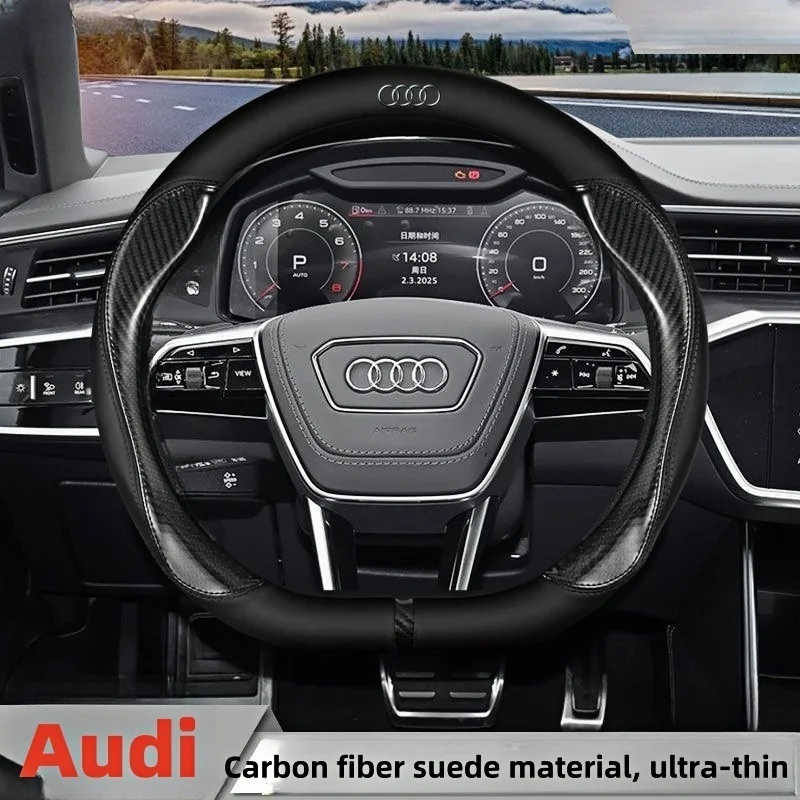 

Car Audi A1 A3 A4 A5 A6 A7 A8 Q2 Q3 Q5 Q7 Q8 S4 S3 S5 S6 S8 Rs6 Rs438Cm Leather Carbon Fiber Anti-Slip Car Steering Wheel Cover