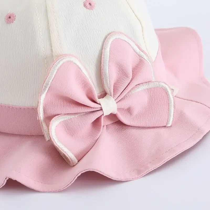 New Summer Fashion Bowknot Baby Hat for Girls Panama Infant Toddler Wide Brim UV Protection Hat Outdoor Children\'s Beach Sun Cap