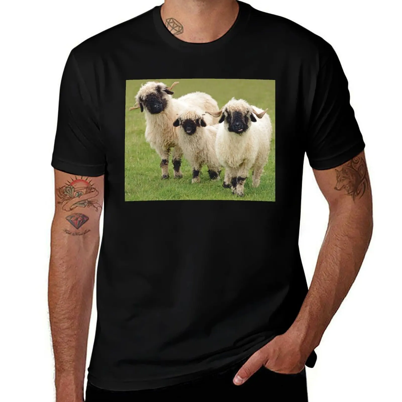 Swiss Valais Blacknose Sheep T-Shirt Large Size Casual Tee Shirt T-Shirt