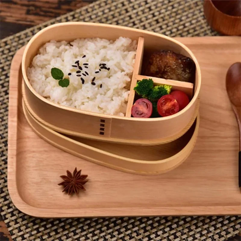 Lunch Box 800ml Wooden Feeling Salad Bento Box Portable Container Box For Kids Students Worker Office  Japanese Style