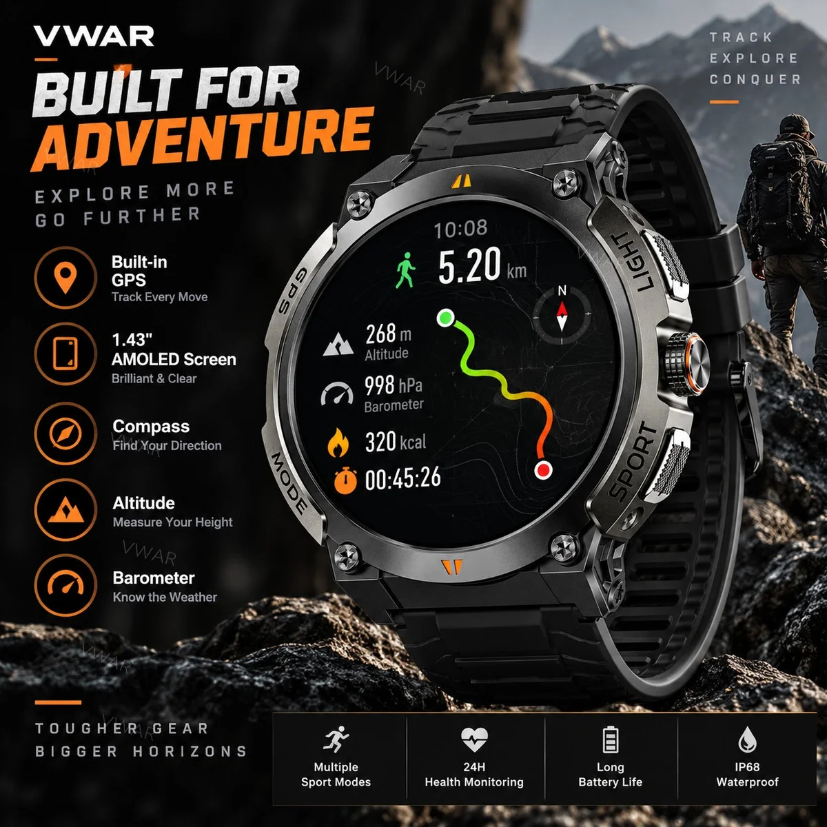 Reloj Táctico VWAR AMOLED GPS