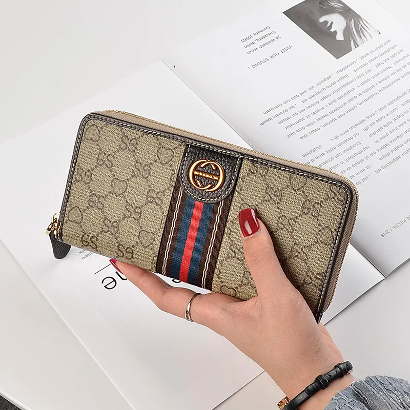 Genuine Leather Large Capacity Wallet for Lady Credit Cards Organizer Card Holder Purse for Women New Fashion Phone Case Zipper