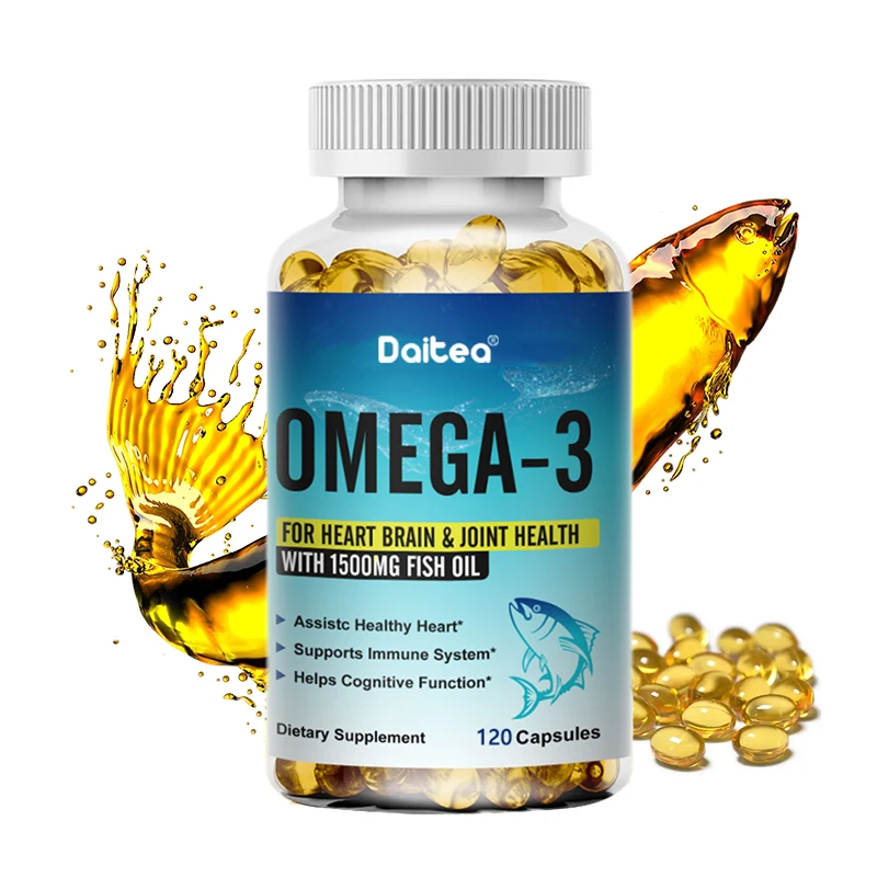 

Omega-3 Fish Oil Capsules, Non-GMO, Gluten-free, Dietary Supplement - Support Nervous System, Skin and Hair Health, Anti-stress