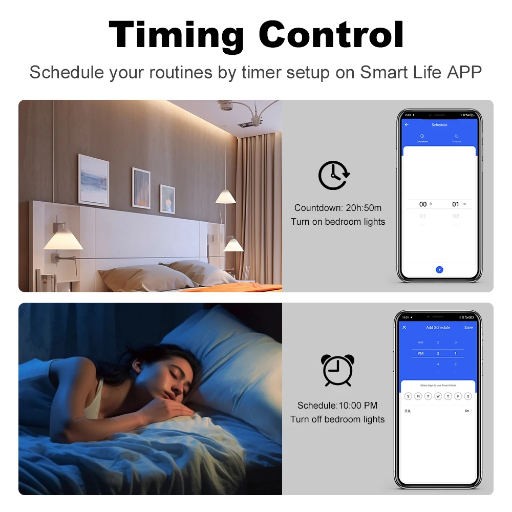 Tuya WiFi Matter Smart Switch Neutral Wire Optional Push Button Light Switch US Standard Switch APP Remote Control With Alexa
